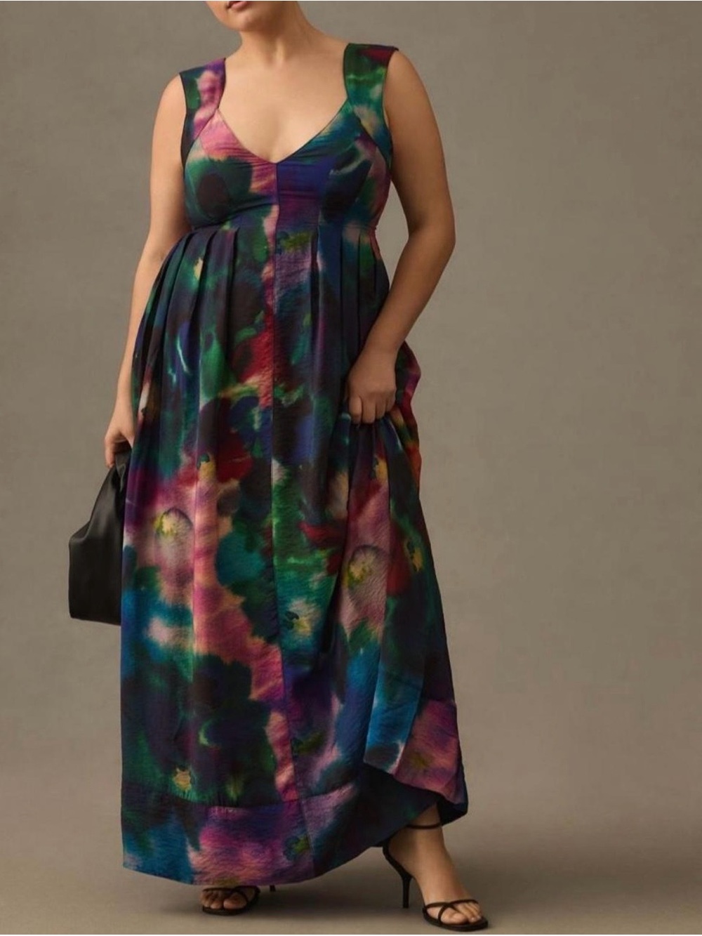 Anthropologie Multicolor Watercolor V-Neck Maxi Dress Size 2X - Picture 5 of 8